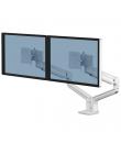 Fellowes Tallo Brazo para Monitor Doble - Brazo giratorio de 270º - Sistema con Muelle de Gas - Hasta 9kg - Color Blanco