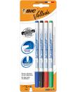 Bic Velleda 1721 Pack de 4 Rotuladores para Pizarra - Punta Fina - Trazo de 1.6mm - Borrado Optimo - Colores Surtidos