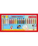 Stabilo Woody 3 en 1 Pack de 18 Lapices de Colores Incluidos Pastel + Sacapuntas + Pincel Nº 8 - Lapiz de Color, Cera y Acuarela