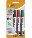 Bic Marking 2300 Ecolutions Pack de 4 Rotuladores Permanentes - Punta Biselada - Tinta con Base de Alcohol - Ecologico -