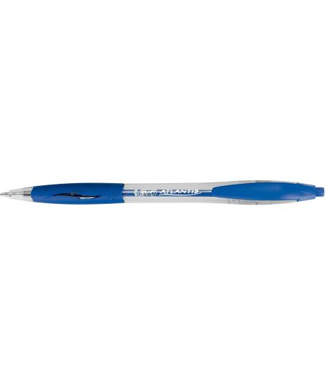 Bic Atlantis Classic Boligrafo Retractil - Punta de 1mm - Cuerpo Transparente con Grip - Color Azul