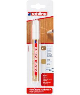 Edding 8900 Rotulador Permanente para Muebles - Punta Redonda 1.5-2mm - Resistente a la Luz - Secado Rapido - Color Roble Claro