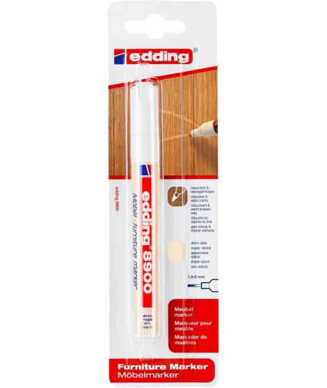 Edding 8900 Rotulador Permanente para Muebles - Punta Redonda 1.5-2mm - Resistente a la Luz - Secado Rapido - Color Arce Natural