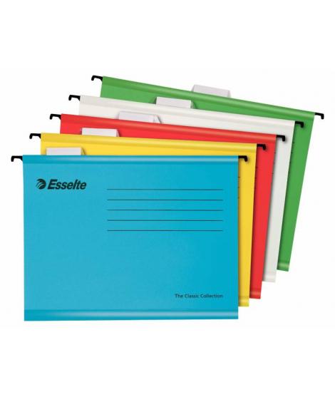 Esselte Classic A4 Carpeta Colgante Reforzada - Pack de 10 - 10 Veces Mas Resistente - Colores Brillantes - Visores de Plastico 