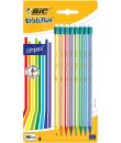 Bic Evolution Stripes Pack de 8 Lapices de Grafito Hexagonales con Goma de Borrar - Mina HB Ultraresistente - Fabricados en