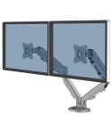 Fellowes Eppa Brazo para Monitor Doble - Hasta 39" y 8kg - Ajustable con Muelle de Gas - Color Plata