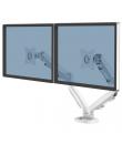 Fellowes Eppa Brazo para Monitor Doble - Hasta 39" y 8kg - Ajustable con Muelle de Gas - Color Blanco