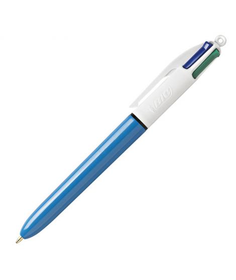 Bic 4 Colours Original Boligrafo de Bola Retractil - Punta Media de 1.0 mm - Tinta con Base de Aceite - Cuerpo Azul/Blanco - 4 C