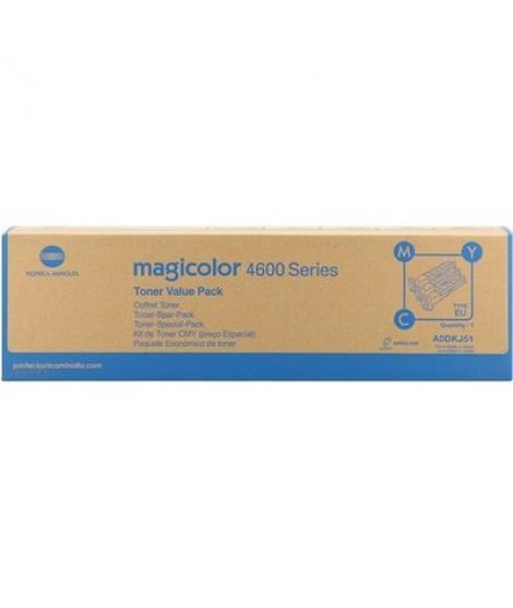 Konica Minolta MagiColor 4650/4690MF/4695MF Pack de 3 Cartuchos de Toner Originales - Cian, Magenta, Amarillo - A0DKJ52