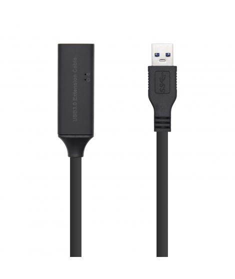 Aisens Cable USB 3.0 Prolongador con Amplicador - Tipo A/M-A/H - 5.0m - Color Negro