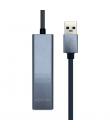 Aisens Conversor USB 3.0 a Ethernet GIGABIT 10/100/1000 MBPS + HUB 3xUSB3.0 - 15cm - Color Gris