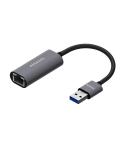 Aisens Conversor USB 3.0 a Ethernet Gigabit 10/100/1000 Mbps - 15cm - Color Gris