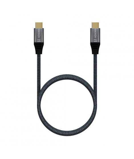 Aisens Cable USB 3.2 Gen2x2 Aluminio 20Gbps 8K@30Hz 5A 100W E-Mark, Tipo USB-C/M-USB-C/M - 1.0m - Color Gris