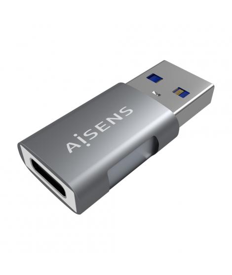 Aisens Mini Adaptador USB 3.2 GEN2 10G 3A - Tipo USB-C/H-A/M - Color Gris