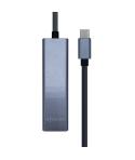 Aisens Conversor USB3.1 GEN1 USB-C a Ethernet GIGABIT 10/100/1000 MBPS + HUB 3xUSB3.0 - 15cm - Color Gris