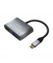 Aisens Conversor USB-C a VGA/HDMI 4K - USB-C/M-VGA/H-HDMI/H - 15CM - Color Gris