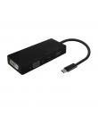 Aisens Conversor USB-C a DP/DVI/HDMI/VGA - USB-C/M-DP/H-DVI/H-HDMI/H-VGA/H - 15cm - Color Negro