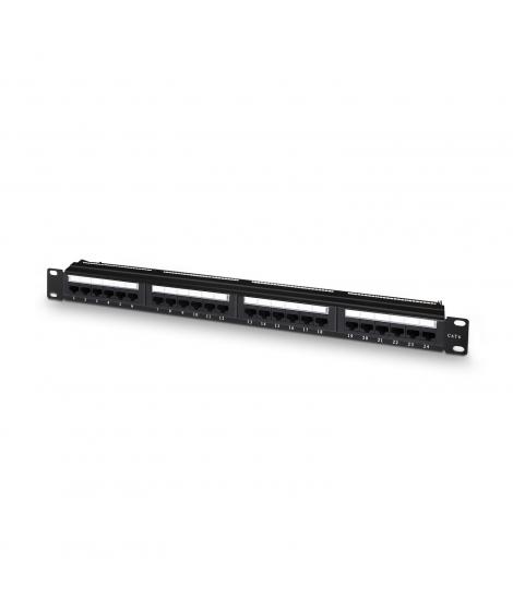 Aisens Panel de Parcheo de 24 Puertos RJ45 Cat.6 UTP - 19" 1U Dual IDC con Gestion de Cables - Color Negro