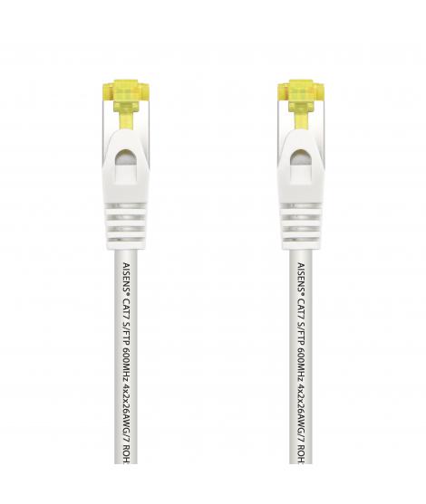 Aisens Cable de Red Latiguillo RJ45 LSZH Cat.7 600 MHz S/FTP PIMF AWG26 - 25cm - Color Blanco