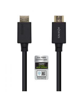 Aisens Cable HDMI V2.1 Certificado Ultra Alta Velocidad 8K@60Hz 48Gbps - A/M-A/M - 1.0m - Color Negro