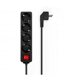 Aisens Base Multiple 4 Tomas con Interruptor con Cable 3×1.5mm2 - 1.4m - Color Negro