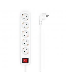 Aisens Base Multiple 5 Tomas con Interruptor con Cable 3×1.5mm2 - 1.4m - Color Blanco