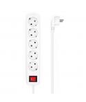 Aisens Regleta de 5 Tomas Schuko con Cable de 1.4m - Interruptor On/Off - Proteccion Infantil - Color Blanco