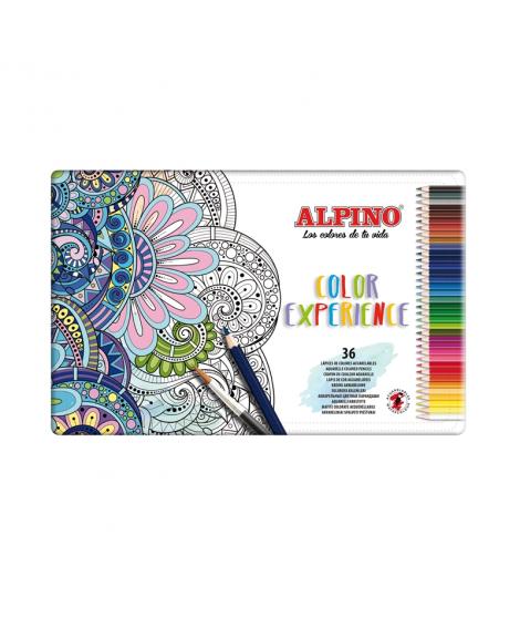 Alpino Color Experience Pack de 36 Lapices Acuarelables - Mina de 3,3mm Resistente y Acuarelable - Ideal para Difuminar y Colore