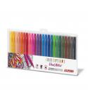 Alpino Color Experience Pack de 24 Rotuladores Doble Punta con Punta Pincel - Forma Triangular Ergonomica - Punta Fine Liner de 