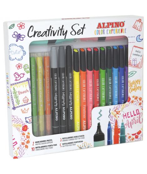 Alpino Color Experience Kit Creativo de 10 Fineliners - 5 Rotuladores Glitter Markers - 3 Rotuladores Especiales para