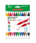 Alpino Pack de 12 Rotuladores Double Double 10+2 - Rotuladores de Doble Punta - Colores Superbrillantes - Tinta Superlavable -