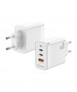 Aisens Cargador GAN 65W - 2xUSB-C PD3.0 QC4.0 - 1xUSB-A QC3.0 - Color Blanco