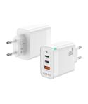 Aisens Cargador GAN 65W - 2xUSB-C PD3.0 QC4.0 - 1xUSB-A QC3.0 - Color Blanco