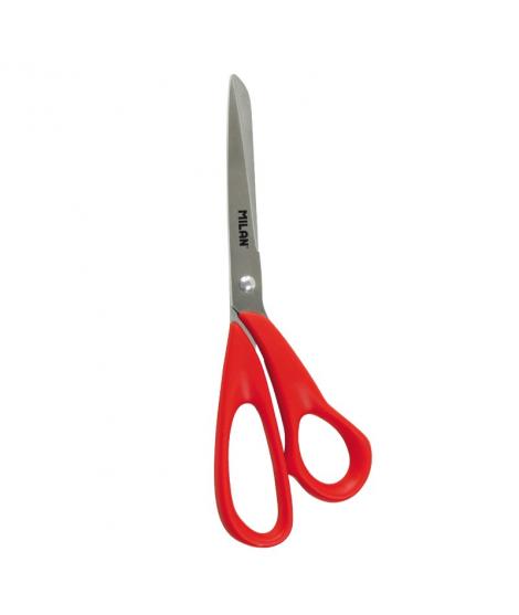 Milan Tijeras Oficina con Cuchilla de Acero Inoxidable - Mango de Plastico Rojo - Longitud 20cm - Color Rojo