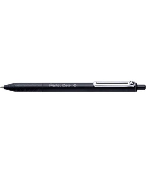 Pentel iZee Boligrafo de Bola Retractil - Punta 0.7mm - Trazo 0.35mm - Clip de Metal - Color Negro