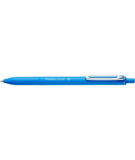 Pentel iZee Boligrafo de Bola Retractil - Punta 0.7mm - Trazo 0.35mm - Clip de Metal - Color Azul Claro