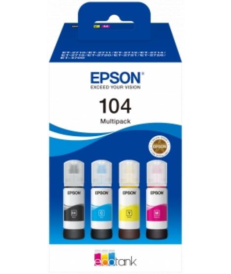 Epson 104 Pack de 4 Botellas de Tinta Originales - C13T00P640