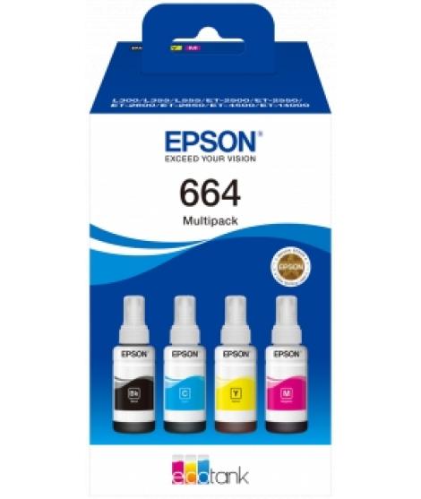 Epson 664 Pack de 4 Botellas de Tinta Originales C13T664640