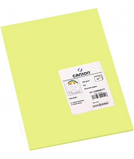 Canson Guarro Pack de 50 Cartulinas Iris A4 de 185g - 21x29.7cm - Color Verde Manzana