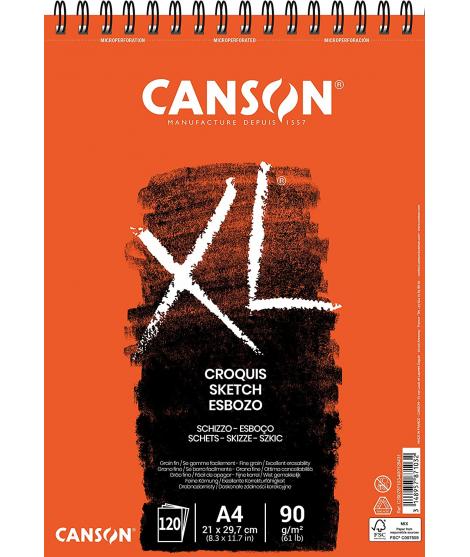 Canson XL Bloc de Croquis con 120 Hojas A4 - Espiral Microperforado - 21x29.7cm - 90g - Color Marfil