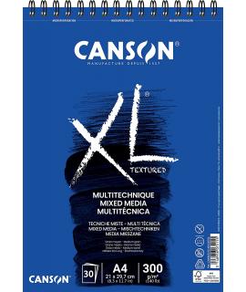 Canson Xl Mix Media Bloc de Dibujo Acuarela de 30 Hojas A4 - Grano Medio - Microperforado Espiral - 21x29.7cm - 300g - Color Bla