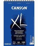 Canson Xl Mix Media Bloc de Dibujo Acuarela de 30 Hojas A4 - Grano Medio - Microperforado Espiral - 21x29.7cm - 300g - Color Bla