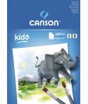 Canson Kids Pintura Bloc Encolado de 20 Hojas A4 - 21x29.7cm - 200g - Color Blanco