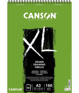 Canson XL Dessin Ligero Bloc de Dibujo con 50 Hojas A3 - Espiral Microperforado - 29.7x42cm - 160g - Color Blanco