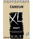 Canson XL Kraft Rayado Bloc de Dibujo con 60 Hojas A4 - Espiral Microperforado - 21x29.7cm - 90g - Color Beige