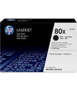 HP CF280X Negro Pack de 2 Cartuchos de Toner Originales - 80X