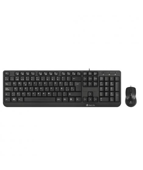 NGS Cocoa Pack USB Teclado Multimedia + Raton 1000dpi 3 Botones - Uso Ambidiestro - Color Negro