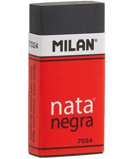 Milan Nata 7024 Goma de Borrar Rectangular - Plastico - Faja de Carton Roja - Envuelta Individualmente - Extra Suave - Color Neg