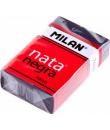 Milan Nata 7030 Goma de Borrar Rectangular - Plastico - Faja de Carton Roja - Envuelta Individualmente - Extra Suave - Color Neg