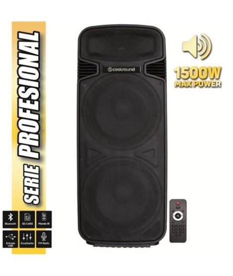 Coolsound Pro 500 Altavoz Autoamplificado Bluetooth 1500W 2x15" 450W RMS - USB, SD, Entrada Mic. Jack 6.3mm - Mando a Distancia